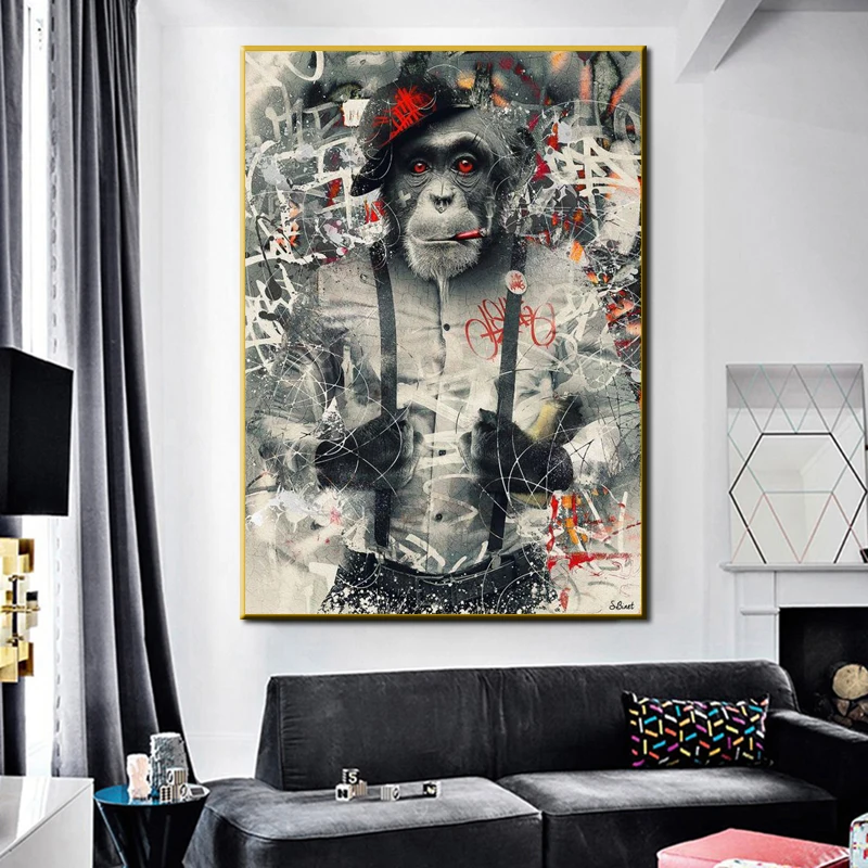 Modern Animal Graffiti Art Monkey Canvas Painting Cuadros Wall Art Posters Prints Wall Art Pictures for Living Room Decor
Modern Animal Graffiti Art Monkey Canvas Painting Cuadros Wall Art Posters Prints Wall Art Pictures for Living Room Decor