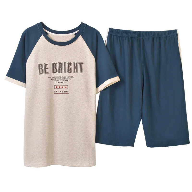 Men Short Sleeve Shorts Homewear Set Summer New Cotton 2PCS Pajamas Suit Casual O-Neck Sleepwear Loose Print Nightwear L-3XL
Men Short Sleeve Shorts Homewear Set Summer New Cotton 2PCS Pajamas Suit Casual O-Neck Sleepwear Loose Print Nightwear L-3XL