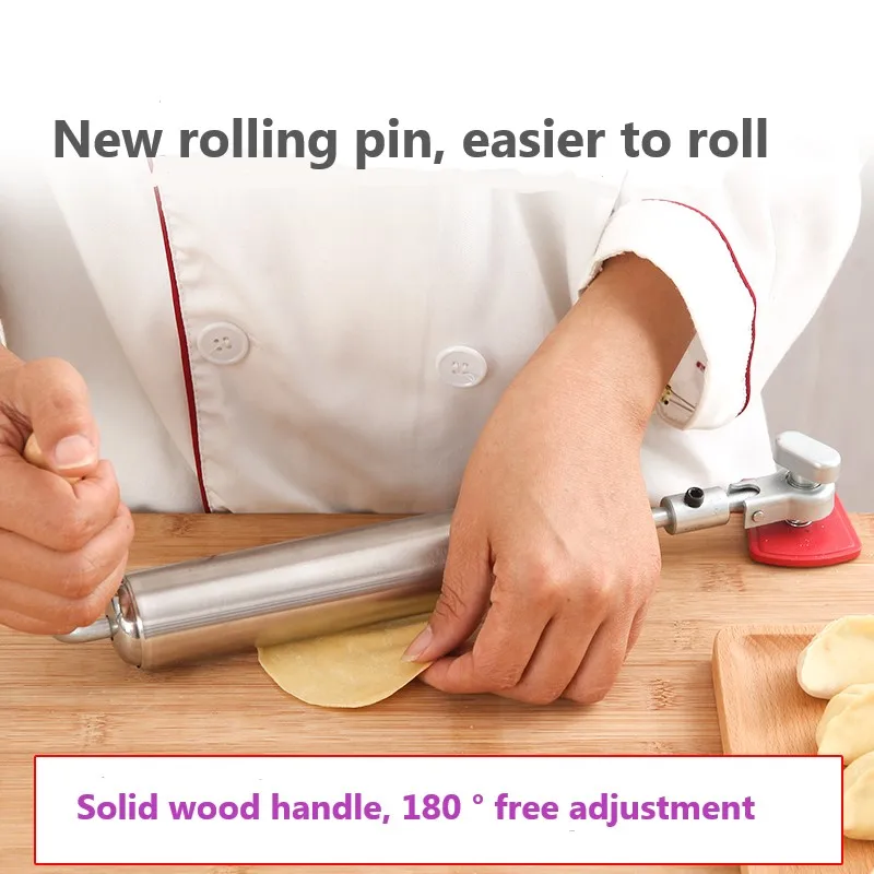 

Stainless steel steamed stuffed bun dumpling pie chaos cake biscuit new style rolling pin kitchen gadget roller leather artifact