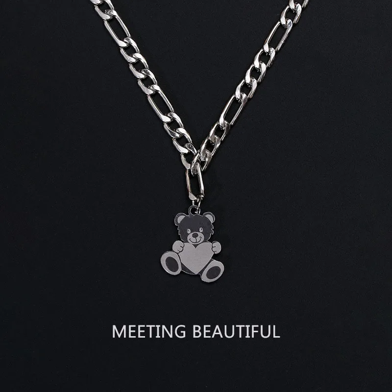 New Hot Punk Rock Bear Heart Pendant Necklace Hip Hop Fashion Jewelry Cool For Women Girl Gifts Accessories Party Jewelry Gifts
New Hot Punk Rock Bear Heart Pendant Necklace Hip Hop Fashion Jewelry Cool For Women Girl Gifts Accessories Party Jewelry Gifts