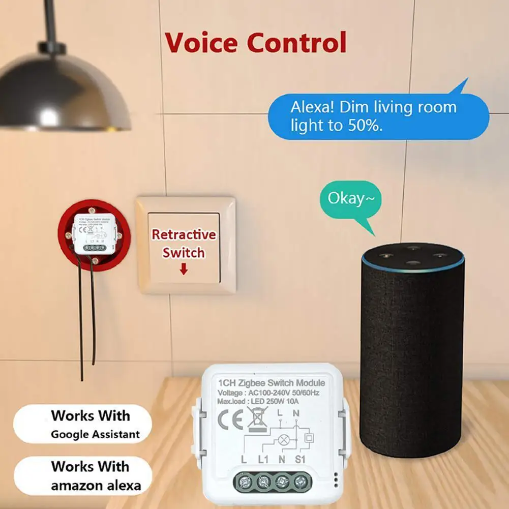 Tuya Smart Zigbee Switch Module No /With Neutral 1gang/ Way 100V-240V Wireless Light Switch Relay FOR Alexa Google Home
Tuya Smart Zigbee Switch Module No /With Neutral 1gang/ Way 100V-240V Wireless Light Switch Relay FOR Alexa Google Home