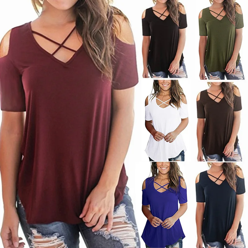 Spring/summer 2021 V-neck cross strapless short sleeve loose T-shirt camisetas de mujer crop top vetement femme sheines
Spring/summer 2021 V-neck cross strapless short sleeve loose T-shirt camisetas de mujer crop top vetement femme sheines