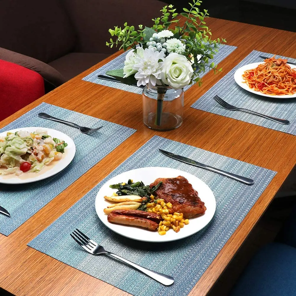 Blue Placemats Set of 4,Heat-Resistant Kitchen Table Mats Washable Placemats Non-Slip Crossweave Woven Vinyl Placemat for Dining
Blue Placemats Set of 4,Heat-Resistant Kitchen Table Mats Washable Placemats Non-Slip Crossweave Woven Vinyl Placemat for Dining