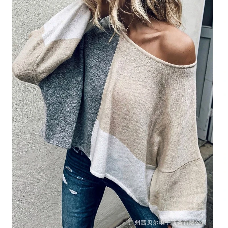 Mandylandy Matching Sweater Tops Autumn Casual Knitted Pullover Sweater Off-Shoulder Women Tshirts Patchwork Loose Color Jumper
Mandylandy Matching Sweater Tops Autumn Casual Knitted Pullover Sweater Off-Shoulder Women Tshirts Patchwork Loose Color Jumper