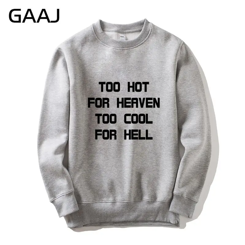 Свитшот GAAJ с надписью «Too hot for heaven too cool for hell» для мужчин и женщин, флисовый спортивный костюм с капюшоном, повседневная одежда для скейта 
Свитшот GAAJ с надписью «Too hot for heaven too cool for hell» для мужчин и женщин, флисовый спортивный костюм с капюшоном, повседневная одежда для скейта