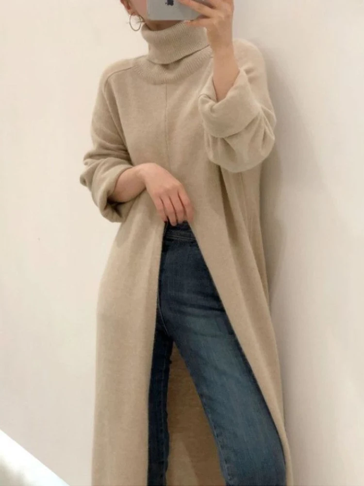 TIGENA Women Long Sweater with Slit 2021 Fall Winter Fahsion Design Turtleneck Solid Long Sleeve Knitted Pullover Jumper Female
TIGENA Women Long Sweater with Slit 2021 Fall Winter Fahsion Design Turtleneck Solid Long Sleeve Knitted Pullover Jumper Female
