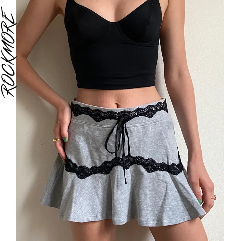 Rockmore Lace Patchwork Mini Skirts Women Casual Vintage Tie-Up A-line Skirt Korean Y2K E Girl High Waist Chic Skirt Harajuku 
Rockmore Lace Patchwork Mini Skirts Women Casual Vintage Tie-Up A-line Skirt Korean Y2K E Girl High Waist Chic Skirt Harajuku