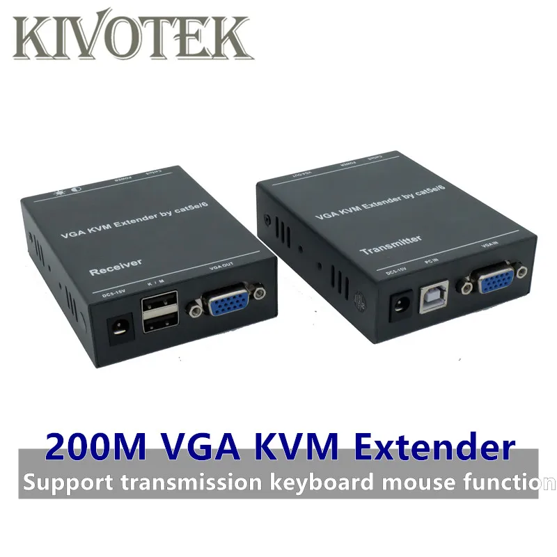 Ip сеть VGA KVM удлинитель 200 м по Cat5/6 Кабельный адаптер 1080P RJ45 Vga передатчик приемник