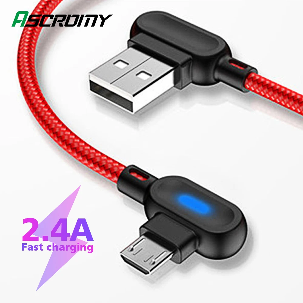 Micro USB-кабель 2 4 А нейлоновый для быстрой зарядки и передачи данных Samsung Xiaomi Redmi LG Sony