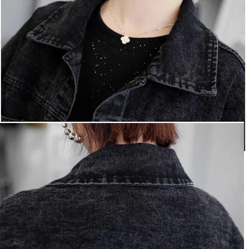 Autumn Denim Jacket Women 2021 New Letter Turn-down Collar Loose Jean Coat Female Black Bomber Short Jackets Womens Coats OK596
Autumn Denim Jacket Women 2021 New Letter Turn-down Collar Loose Jean Coat Female Black Bomber Short Jackets Womens Coats OK596