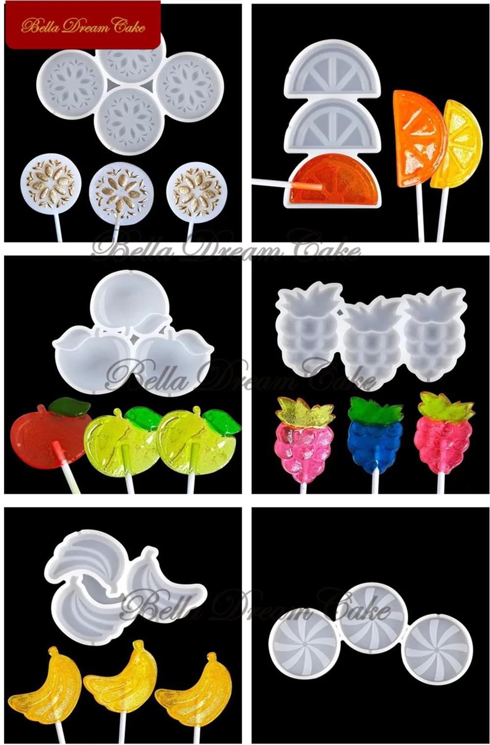 Various Fruit Apple/Grape/Banana/Orange Lollipop Silicone Mold Chocolate Candy Mould For Birthday Cake Decorating Tools Bakeware
Various Fruit Apple/Grape/Banana/Orange Lollipop Silicone Mold Chocolate Candy Mould For Birthday Cake Decorating Tools Bakeware