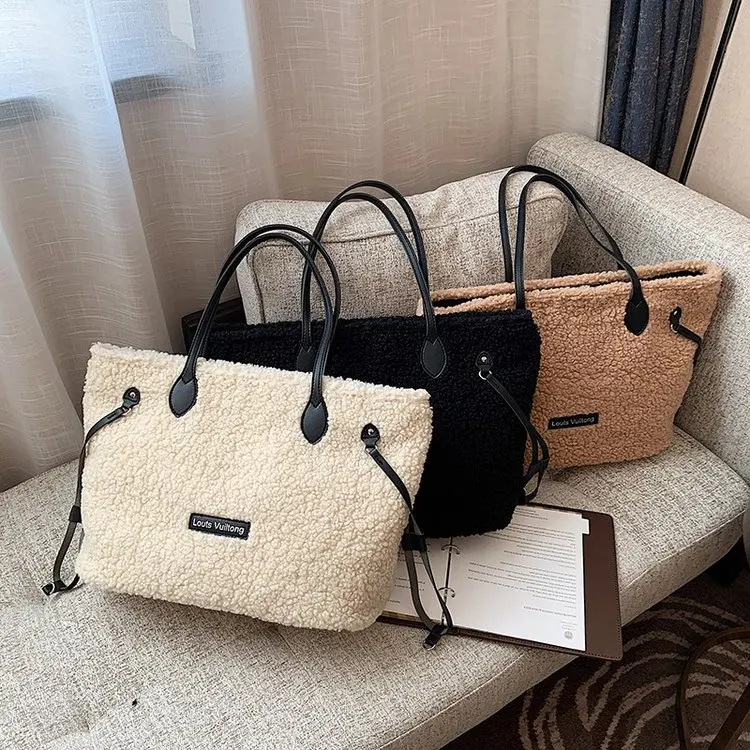 Women Lamb Like Fabric Shoulder Tote Bag Canvas Fluffy Fur Bear Handbag Large Capacity Soft Shopping Bags Girls Cute School Bag
Women Lamb Like Fabric Shoulder Tote Bag Canvas Fluffy Fur Bear Handbag Large Capacity Soft Shopping Bags Girls Cute School Bag
