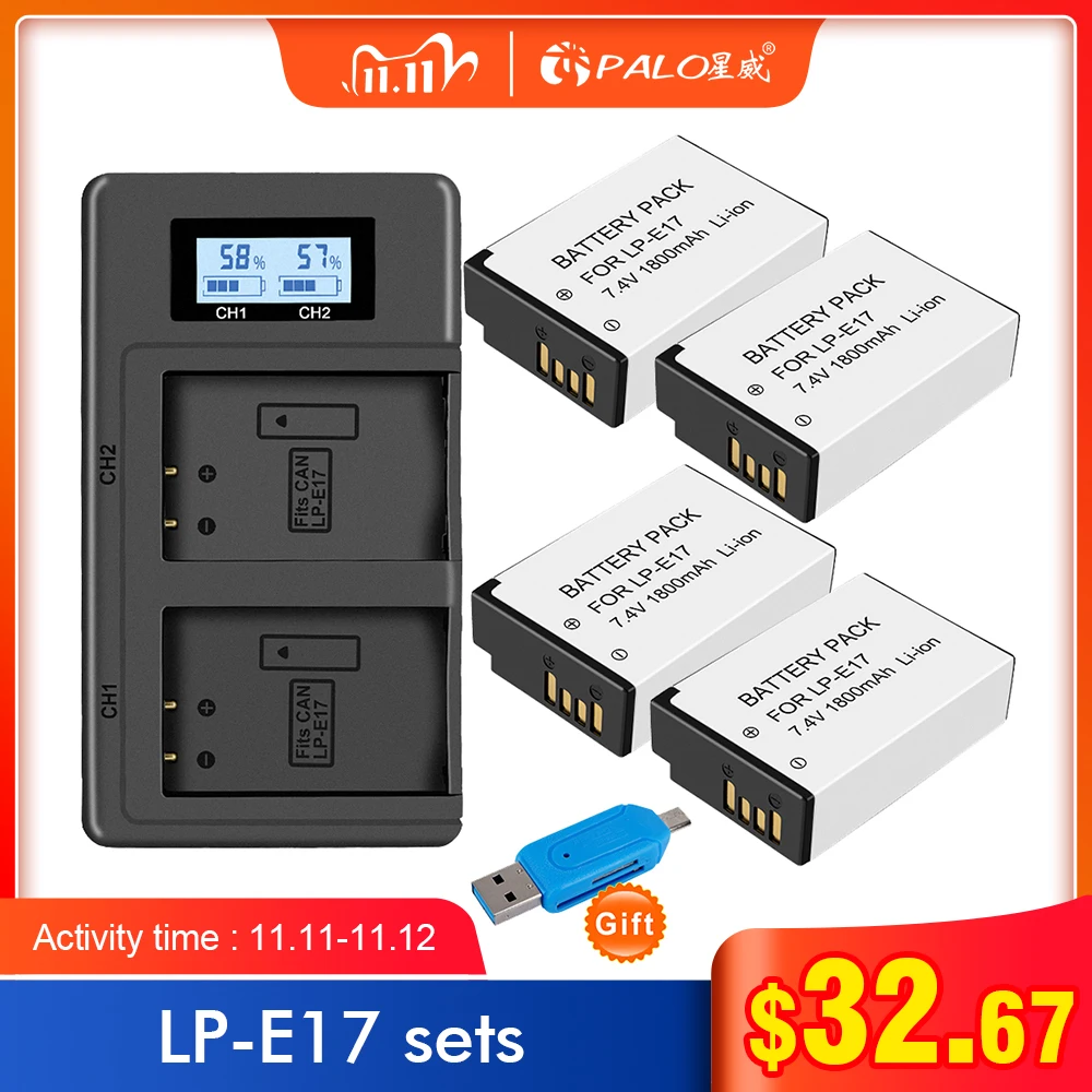 1-4pcs LP-E17 LPE17 LP E17 Battery + LCD Display USB Fast Charger for Canon EOS 200D M3 M6 750D 760D T6i T6s 800D 8000D Kiss X8i
1-4pcs LP-E17 LPE17 LP E17 Battery + LCD Display USB Fast Charger for Canon EOS 200D M3 M6 750D 760D T6i T6s 800D 8000D Kiss X8i