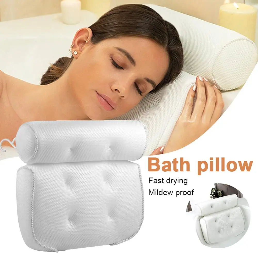 Breathable 3D Mesh Spa Bath Pillow with Suction Cups Neck and Back Support for Home Hot Tub Bathroom Accessories | Дом и сад