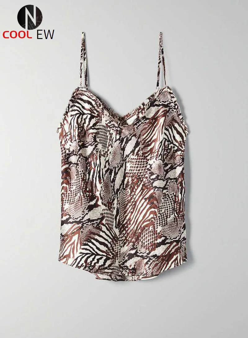 Women Silk Ruffled Trim Chain/Snake Printed Vest Top - Ladies Casual Camis/Vests/Camisole Tops
Women Silk Ruffled Trim Chain/Snake Printed Vest Top - Ladies Casual Camis/Vests/Camisole Tops