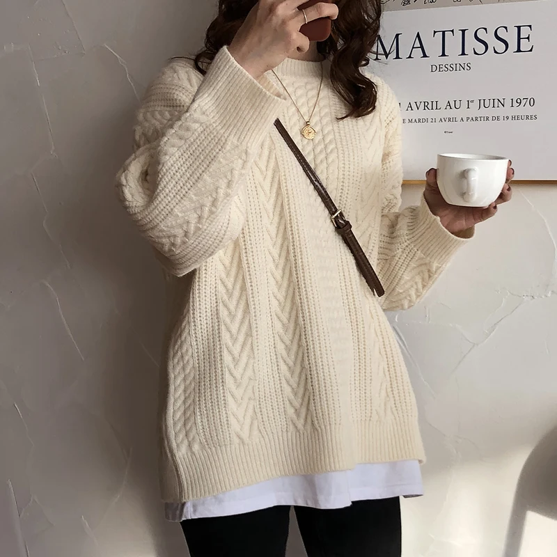 Solid Long Sleeves Hot Casual Autumn Winter Sweaters New Elegance Pullovers Loose Knitted Women Warm Thicken
Solid Long Sleeves Hot Casual Autumn Winter Sweaters New Elegance Pullovers Loose Knitted Women Warm Thicken