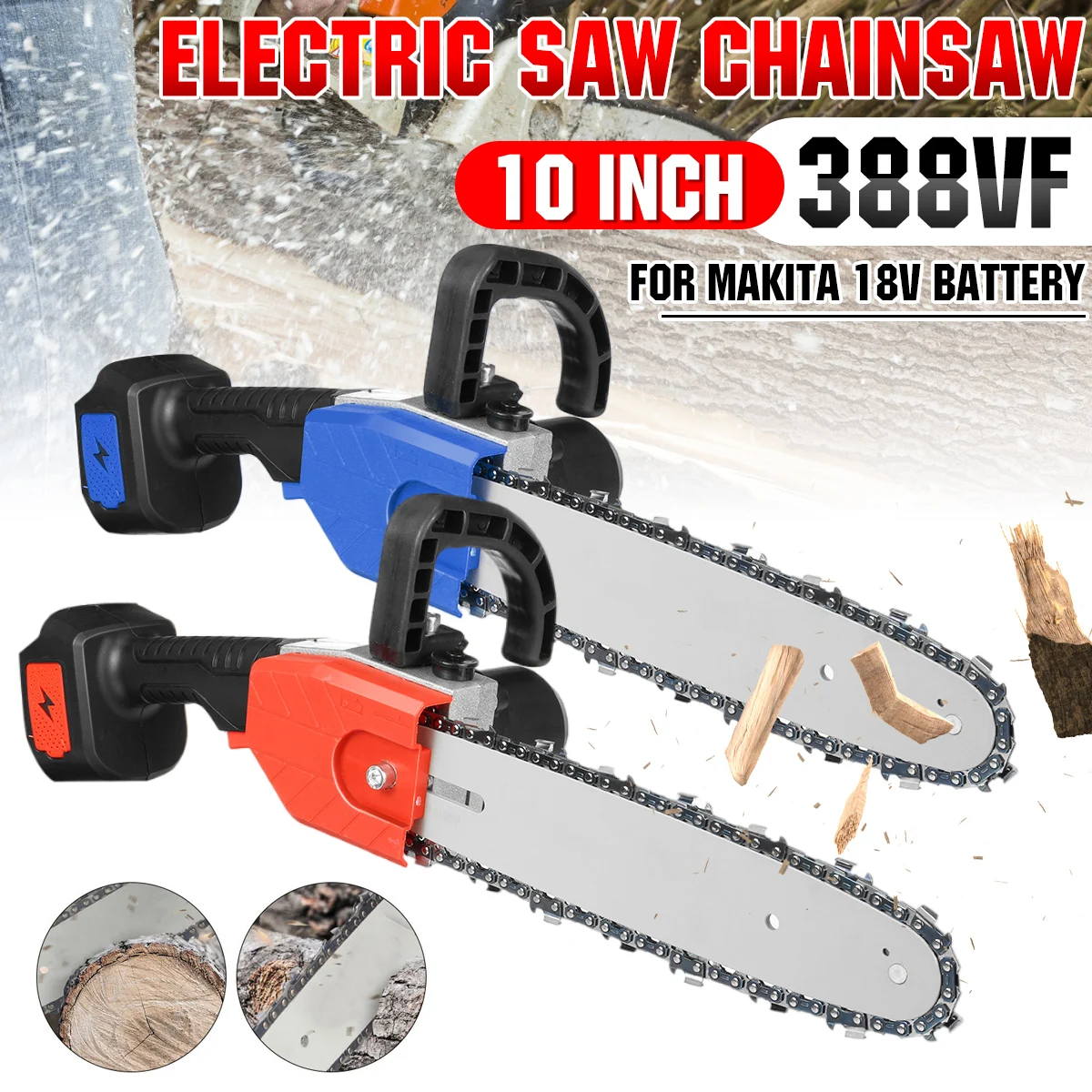 Upgrade 10inch Electric Chainsaw Cordless Chain Saw Wood Cutter Cutting Machine Woodworking Tools for 18V Makita Battery
Upgrade 10inch Electric Chainsaw Cordless Chain Saw Wood Cutter Cutting Machine Woodworking Tools for 18V Makita Battery