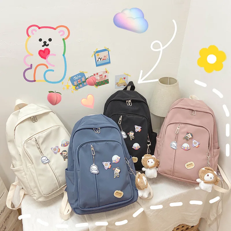 

Японский Женский студенческий рюкзак для ноутбука, милый модный школьный ранец, Женская милая сумка для колледжа в стиле Харадзюку, однотон...