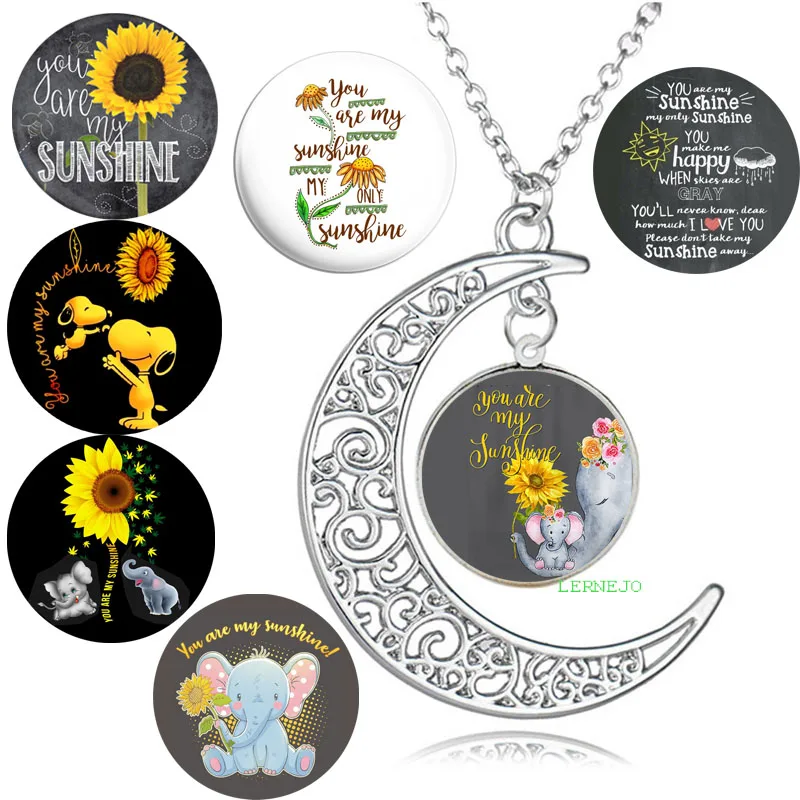 Классическое ожерелье Blaike YOU ARE MY SUNSHINE кулон в виде Луны Купола подсолнуха с