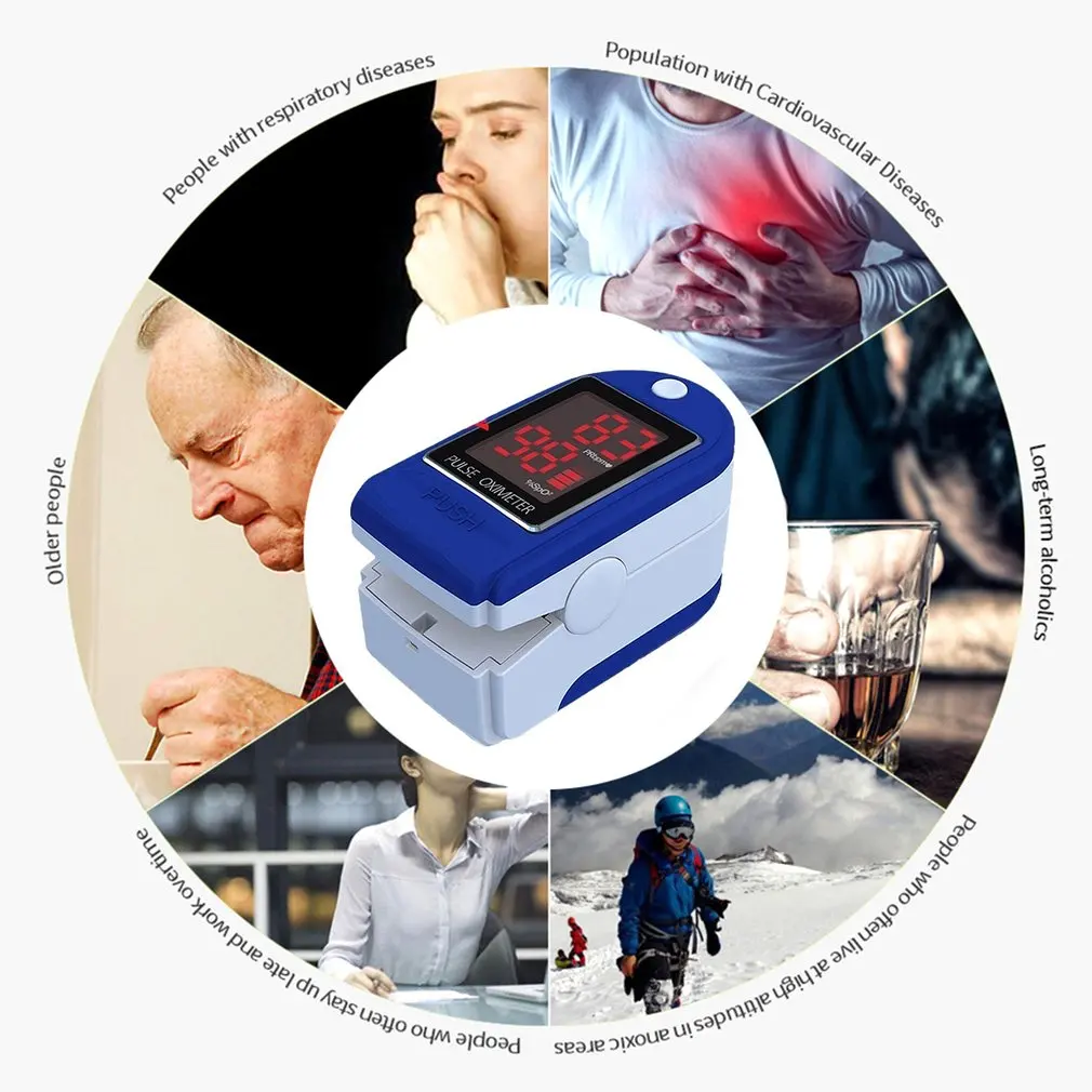 Pulse Oximeter Fingertip Portable Blood Oxygen Saturation With Digital Screen Display Detector Health Tool Household 
Pulse Oximeter Fingertip Portable Blood Oxygen Saturation With Digital Screen Display Detector Health Tool Household