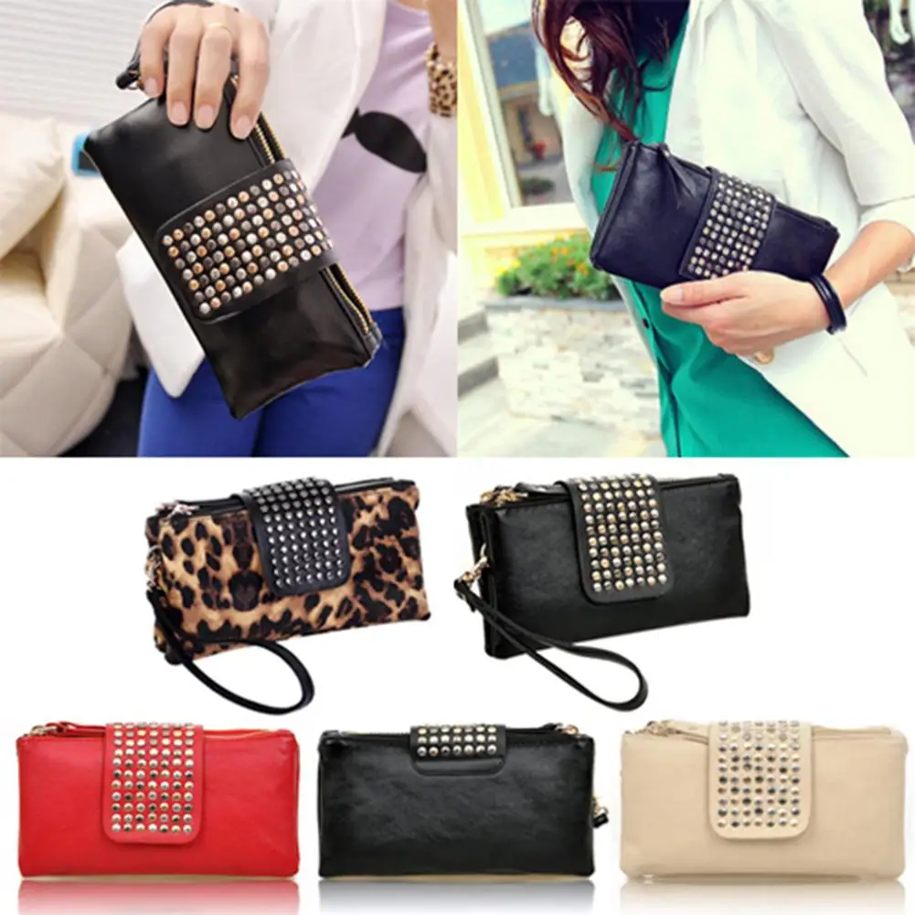 Women Rivet Zipper Wallet Holder Card Coin Clutch Purse Wristlet Evening Bag Card Slots, Bill Pockets, Phone Pocket Wallets Hot!
Women Rivet Zipper Wallet Holder Card Coin Clutch Purse Wristlet Evening Bag Card Slots, Bill Pockets, Phone Pocket Wallets Hot!