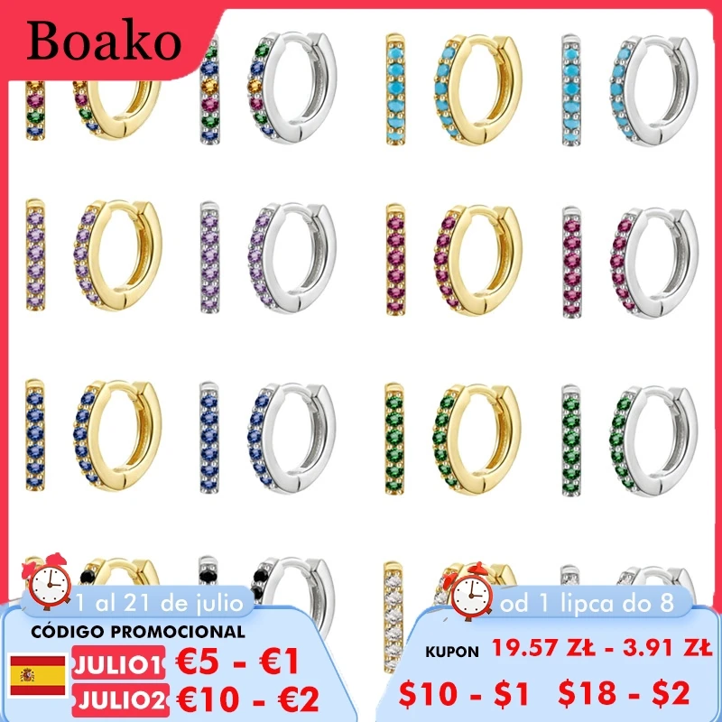 BOAKO Pendientes Plata 925 Earrings For Women Colourful Hoop Earrings Dangle Cartilage Jewelry Ear Piercing Unusual Серьги #Lh
BOAKO Pendientes Plata 925 Earrings For Women Colourful Hoop Earrings Dangle Cartilage Jewelry Ear Piercing Unusual Серьги #Lh