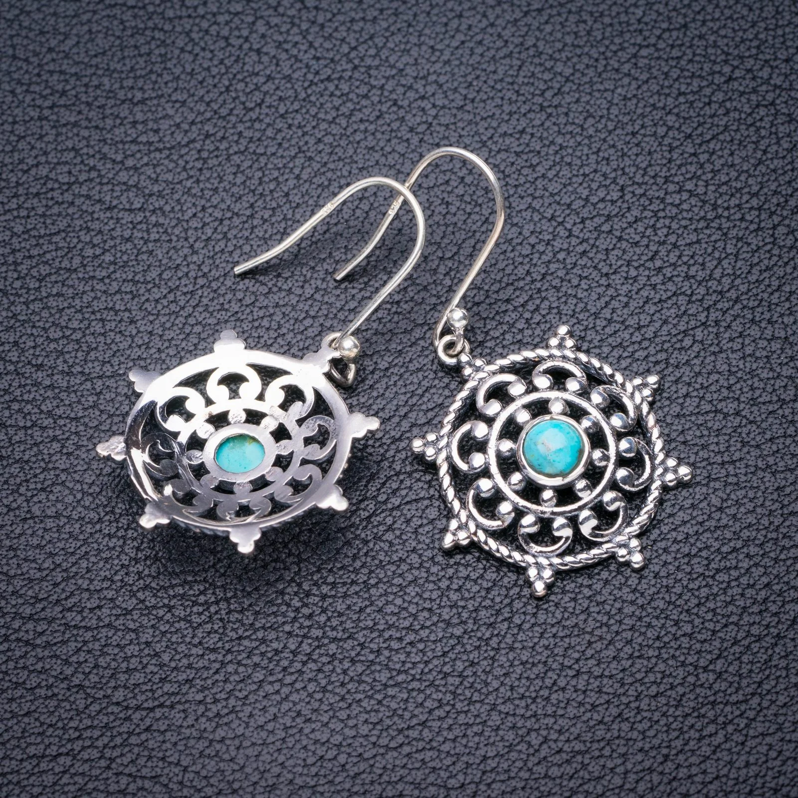 StarGems Natural Turquoise Handmade 925 Sterling Silver Earrings 1.5" E5483
StarGems Natural Turquoise Handmade 925 Sterling Silver Earrings 1.5" E5483