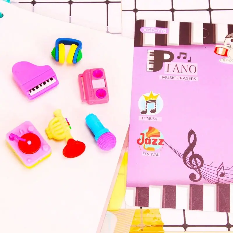Musical Instrument Rubber Eraser Toy Designed as Guitar Earphone Radio Tape Recorder School Eductional Creative Eraseable Tool
Musical Instrument Rubber Eraser Toy Designed as Guitar Earphone Radio Tape Recorder School Eductional Creative Eraseable Tool