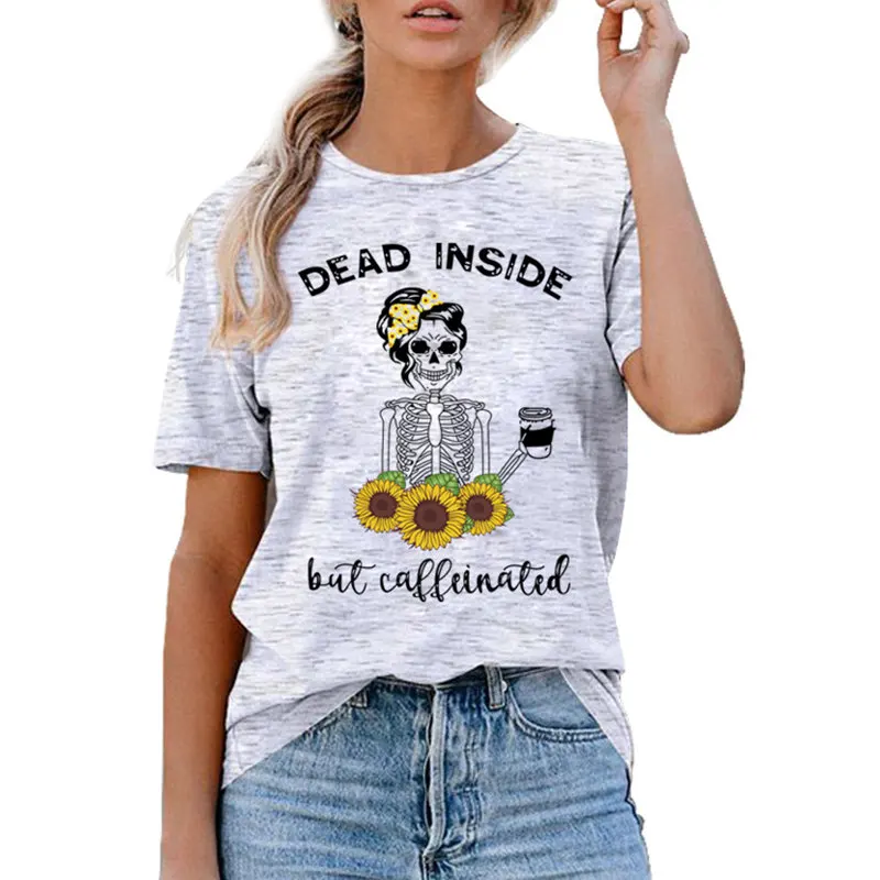 Women Dead Inside But Caffeinated Sunflower Short Sleeve Floral Casual Hipster Soft Ladies Trendy Tee Funny Top T-Shirt
Women Dead Inside But Caffeinated Sunflower Short Sleeve Floral Casual Hipster Soft Ladies Trendy Tee Funny Top T-Shirt