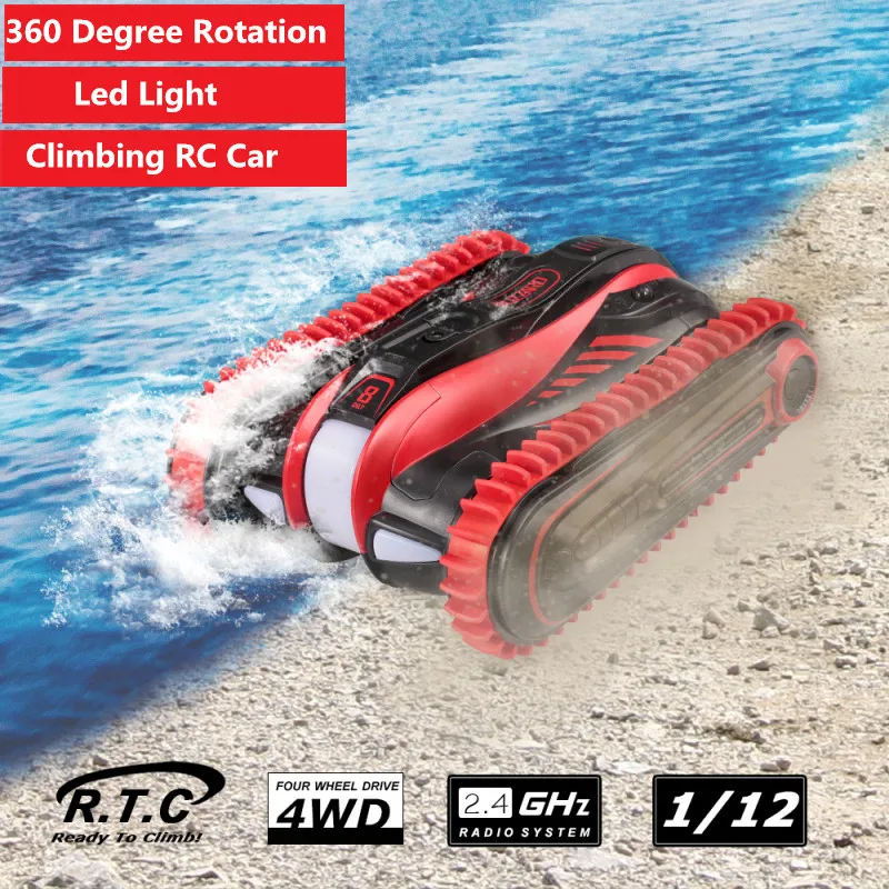 1:12 2.4GHz 4WD Amphibious Stunt RC Car 360 Degrees Rotation Land Water Climb off load crawler Vehicle With led light kid gifts
1:12 2.4GHz 4WD Amphibious Stunt RC Car 360 Degrees Rotation Land Water Climb off load crawler Vehicle With led light kid gifts