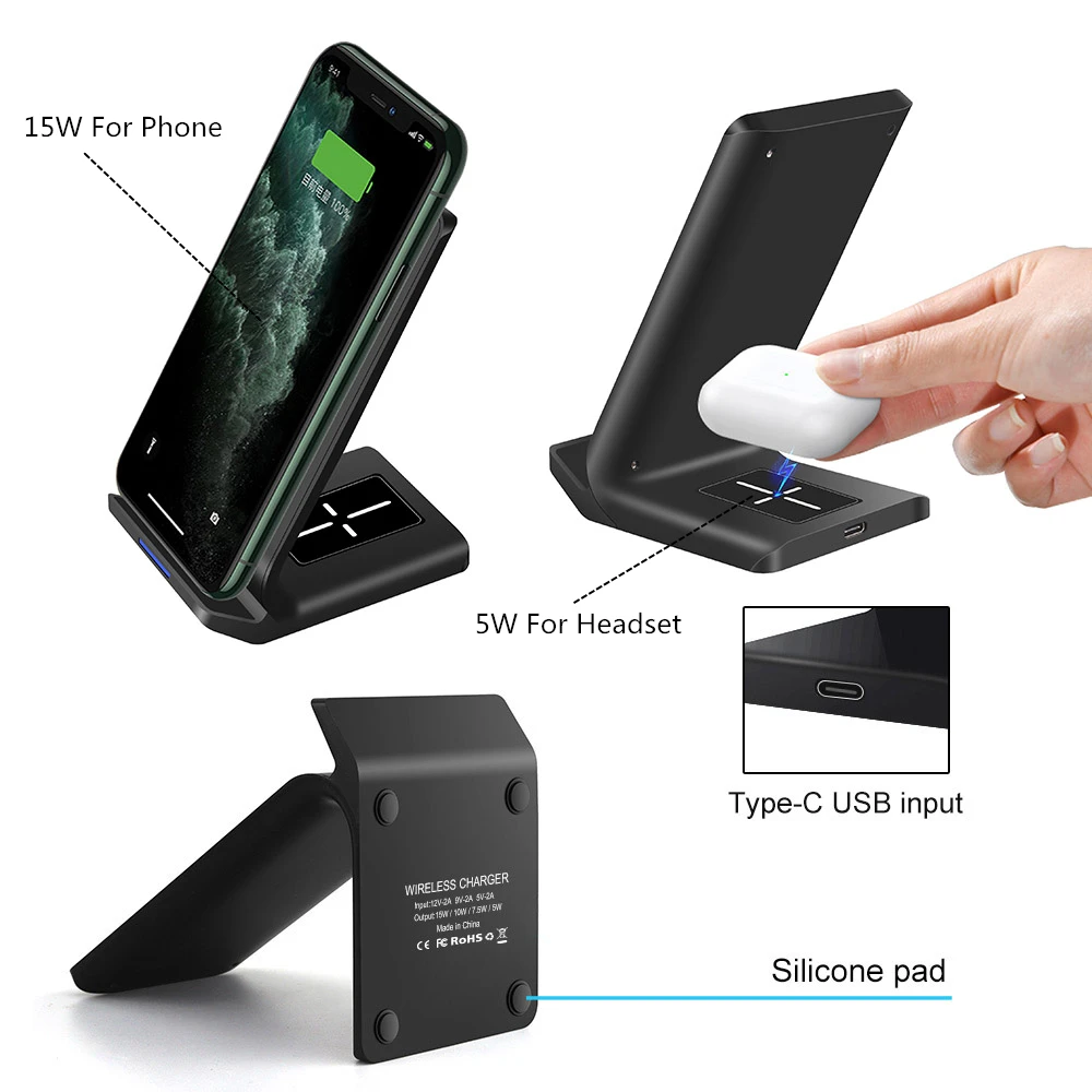 30W Quick Charge Dock Station 2 in 1 Qi Wireless Charger Stand For iPhone 12 11 XR XS X 8 Airpods Pro Samsung S21 S20 S10 Buds
30W Quick Charge Dock Station 2 in 1 Qi Wireless Charger Stand For iPhone 12 11 XR XS X 8 Airpods Pro Samsung S21 S20 S10 Buds