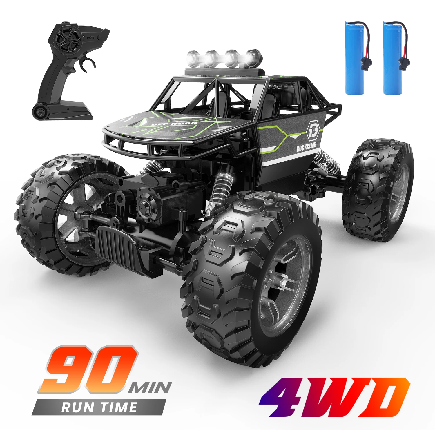 

Holyton RC Cars, 4WD Remote Control Car, 1:16 Scale Off Road Monster Trucks High Speed 2.4GHz All Terrain, 2 Rechargeable Batter