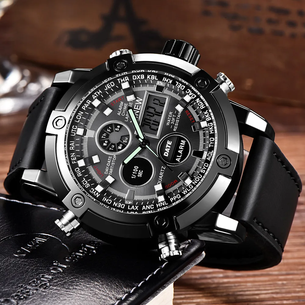 Men Luxury Leather Quartz Wristwatch Strap Dual Men's Leather Quarz Analog Digital Led Sport Wrist Watch Clock Dropshipping
Men Luxury Leather Quartz Wristwatch Strap Dual Men's Leather Quarz Analog Digital Led Sport Wrist Watch Clock Dropshipping