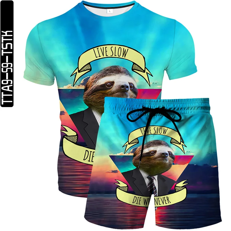2021 summer new men's 3D printing beach pants fashion trend boutique T-shirt two-piece sloth element pattern quick-drying suit
2021 summer new men's 3D printing beach pants fashion trend boutique T-shirt two-piece sloth element pattern quick-drying suit