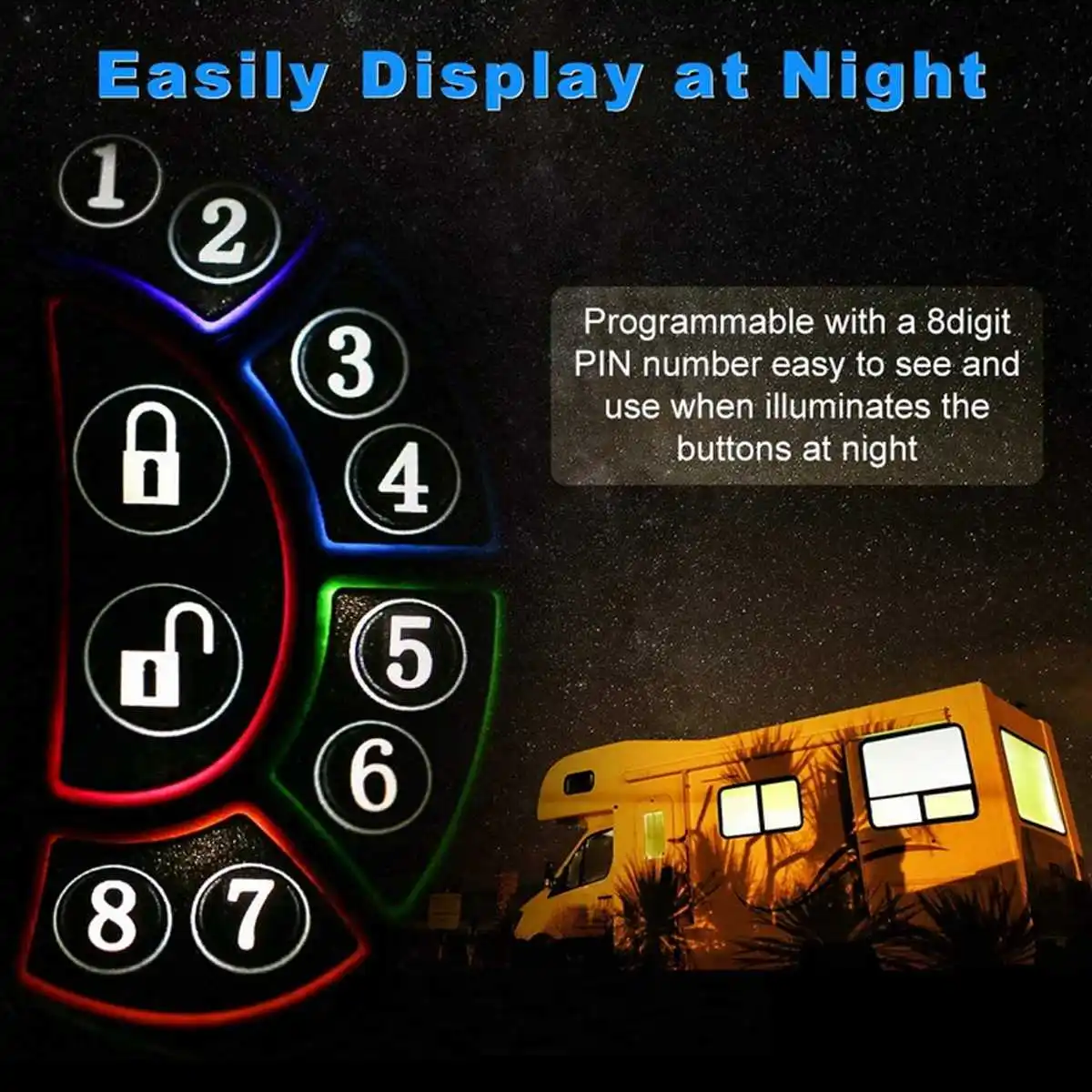 2020 RV Keyless Entry Door Lock Latch Handle Deadbolt Caravan Trailer Wireless Lock Trailer Password Key Remote Control
2020 RV Keyless Entry Door Lock Latch Handle Deadbolt Caravan Trailer Wireless Lock Trailer Password Key Remote Control