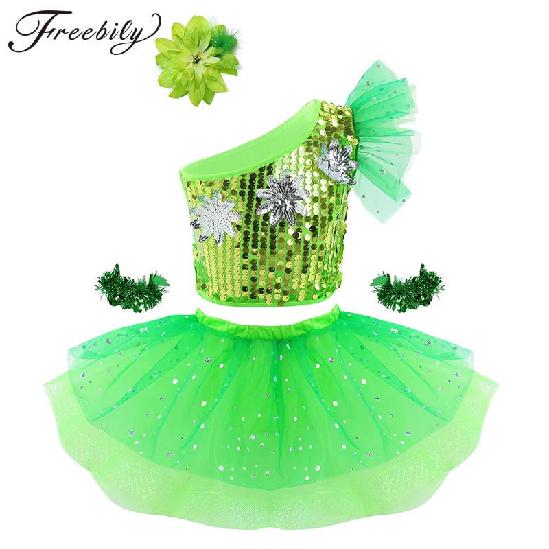 Kids Girls Sparkly Sequins Crop Top with Mesh Ballet Tutu Skirt Set Stage Performance Modern Hip Hop Jazz Dance Costume
Kids Girls Sparkly Sequins Crop Top with Mesh Ballet Tutu Skirt Set Stage Performance Modern Hip Hop Jazz Dance Costume