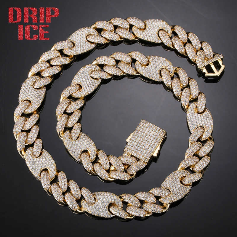 DRIP ICE 15MM Cubic Zirconia Heavy Coffee Bean Cuban Chain Bling Iced Out Brass Necklace Men White Gold Plated Jewelry Choker
DRIP ICE 15MM Cubic Zirconia Heavy Coffee Bean Cuban Chain Bling Iced Out Brass Necklace Men White Gold Plated Jewelry Choker