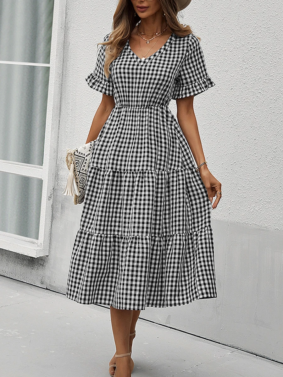 REPHYLLIS Women Summer Elegant V Neck Plaid Casual Party Work Midi Dresses Vestido
REPHYLLIS Women Summer Elegant V Neck Plaid Casual Party Work Midi Dresses Vestido
