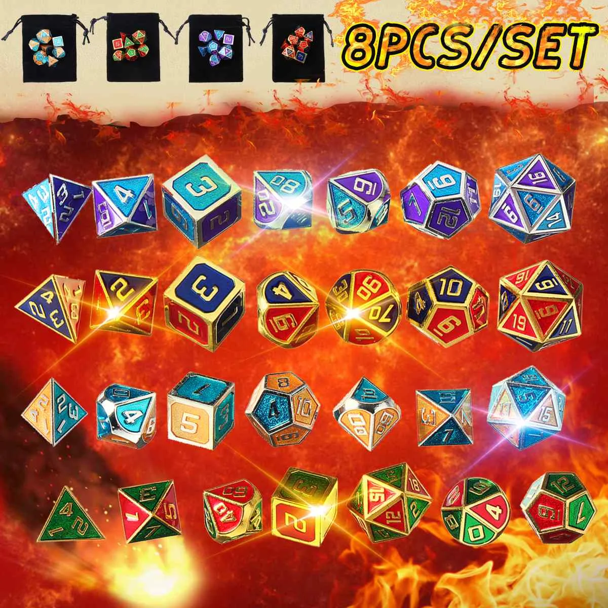 7Pcs Polyhedral Zinc Alloy Dice Set Board Table Games With Bag Cosplay Games Lovers Gifts Multicolor Dices With Bag For RPG Game
7Pcs Polyhedral Zinc Alloy Dice Set Board Table Games With Bag Cosplay Games Lovers Gifts Multicolor Dices With Bag For RPG Game