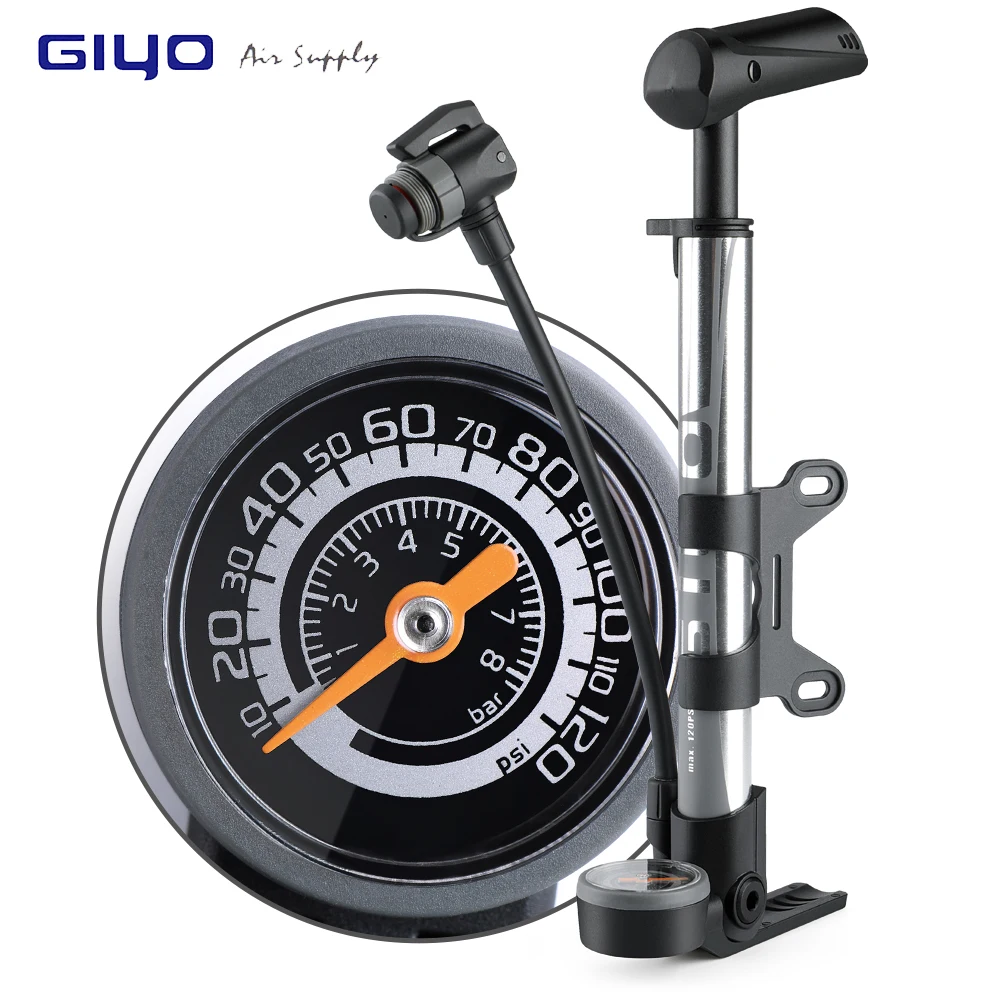 GIYO Floor/Hand Bicycle Pump MTB Road Bike Pumps Hose Pressure Gauge 120PSI Presta Schrader Valve Air Inflator Pump
GIYO Floor/Hand Bicycle Pump MTB Road Bike Pumps Hose Pressure Gauge 120PSI Presta Schrader Valve Air Inflator Pump
