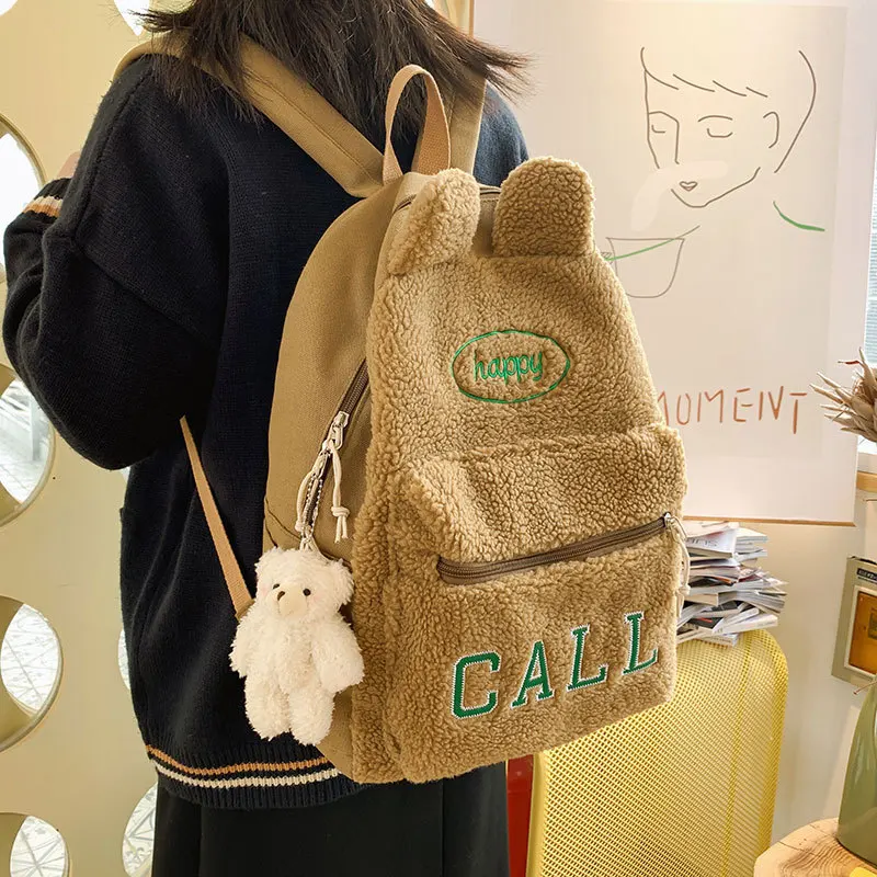 Autumn And Winter Lamb Plush Backpack For Women 2021 New Large Capacity Rucksack Female Schoolbag Soft Fur Back Mochila
Autumn And Winter Lamb Plush Backpack For Women 2021 New Large Capacity Rucksack Female Schoolbag Soft Fur Back Mochila