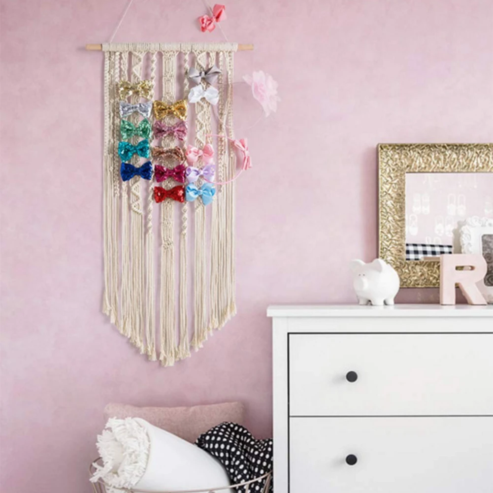 Macrame Hair Bow Holder Baby Girls Room Portable Multifunctional Wall Hanging Gift Clips Home Decor Headband Storage Organizer
Macrame Hair Bow Holder Baby Girls Room Portable Multifunctional Wall Hanging Gift Clips Home Decor Headband Storage Organizer