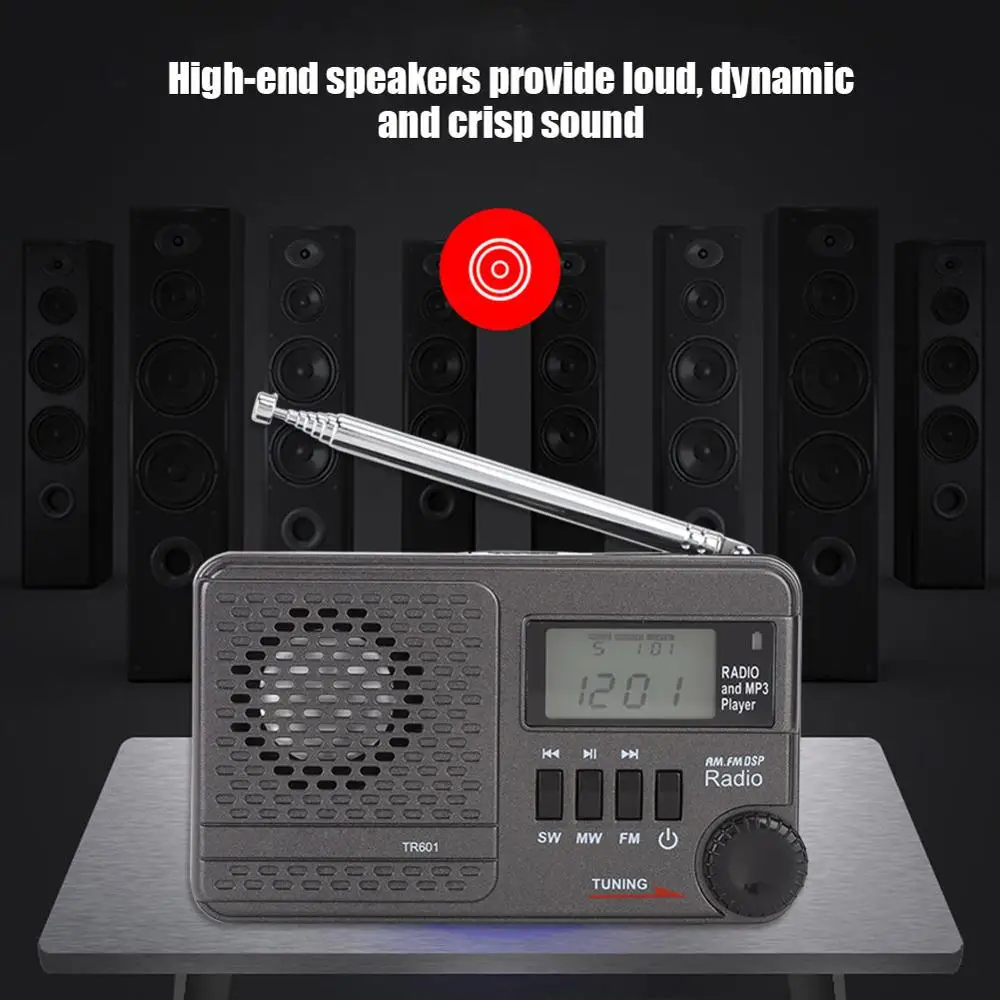 Карманный цифровой радиоприемник DSP AM/SW/FM часы функция сна радио MP3 мини-радио