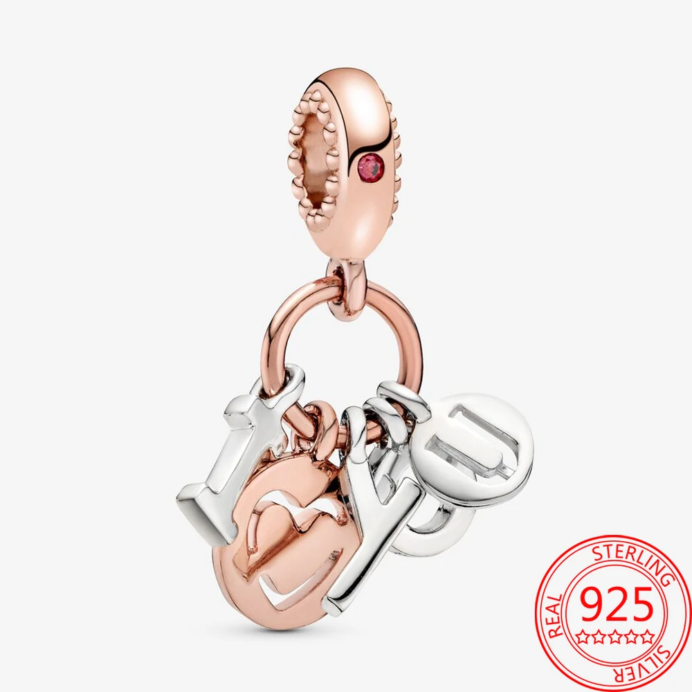 Classic Hot 925 Sterling Silver I Love You Rose Gold Heart Dangle Charm fit Pandora Original Bracelets and Necklaces Jewelry
Classic Hot 925 Sterling Silver I Love You Rose Gold Heart Dangle Charm fit Pandora Original Bracelets and Necklaces Jewelry