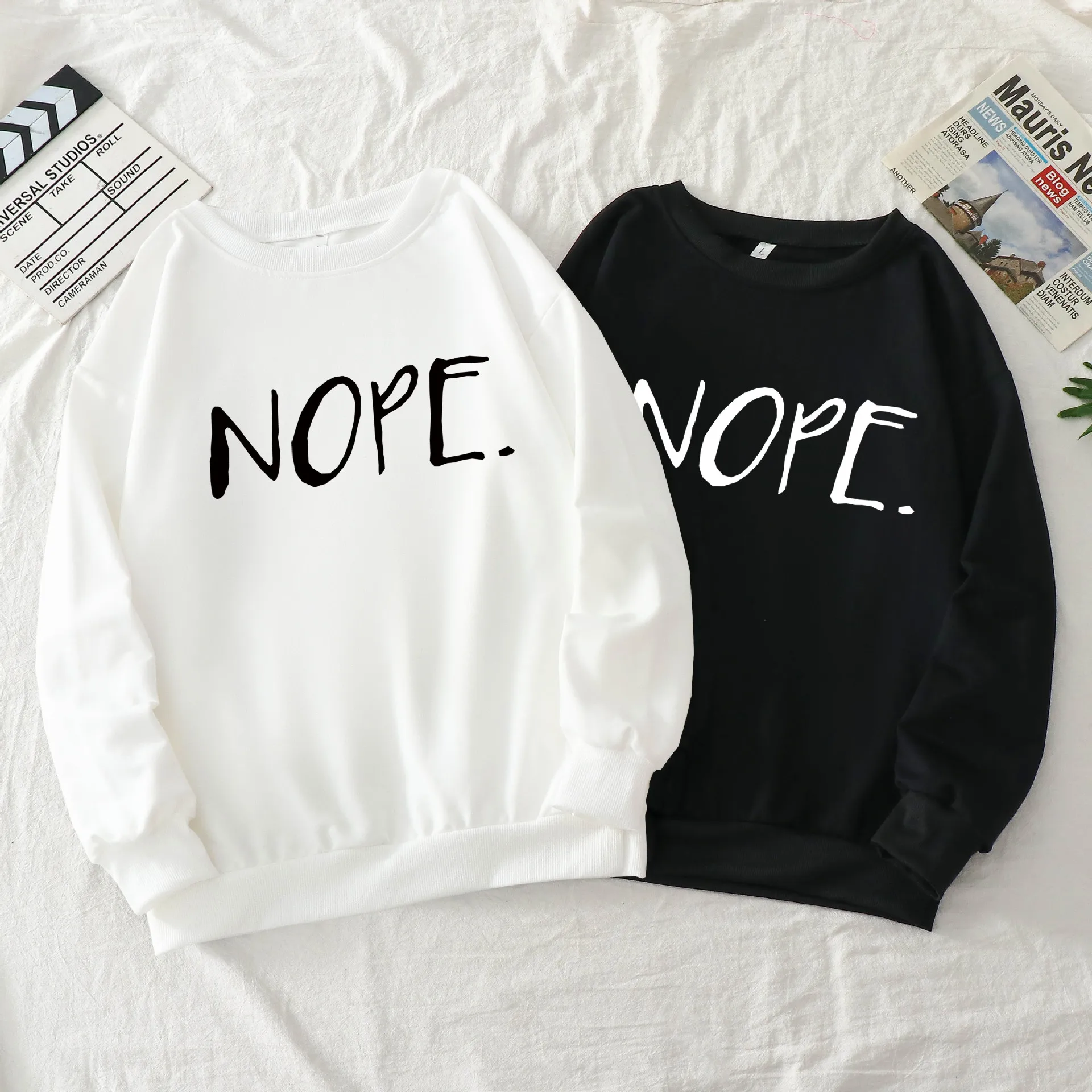 Fashion Kpop NOPE Women's Aesthetic Letter Printing Cotton Top All-match Casual Personality Pullover Couple Tee Sportswear
Fashion Kpop NOPE Women's Aesthetic Letter Printing Cotton Top All-match Casual Personality Pullover Couple Tee Sportswear