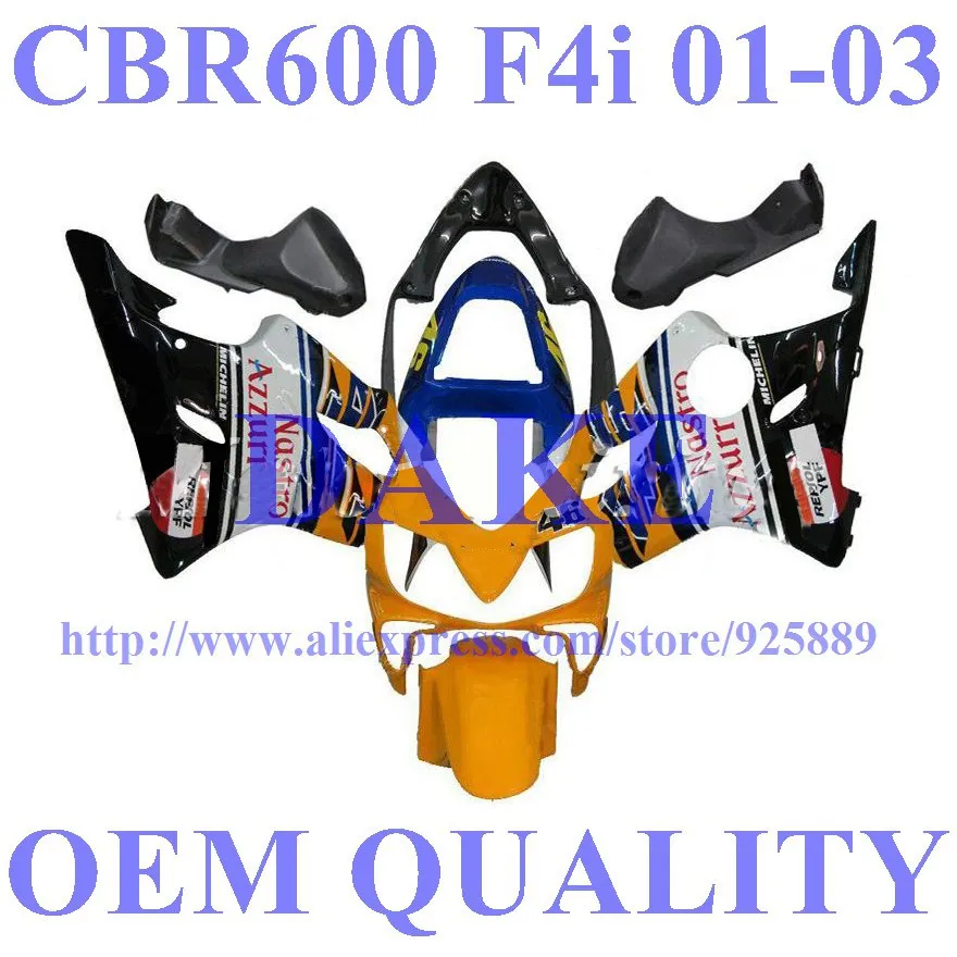 Injection fairing kits for Honda CBR600F4i 03 02 01 CBR600 01-03 CBR600 F4i 2001 2002 2003 F4i fairings blue Yellow black
Injection fairing kits for Honda CBR600F4i 03 02 01 CBR600 01-03 CBR600 F4i 2001 2002 2003 F4i fairings blue Yellow black