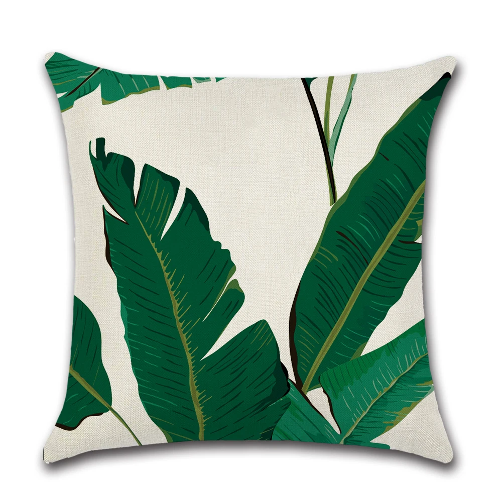 Тропическая Подушка с принтами листьев чехол для подушки банановым листом