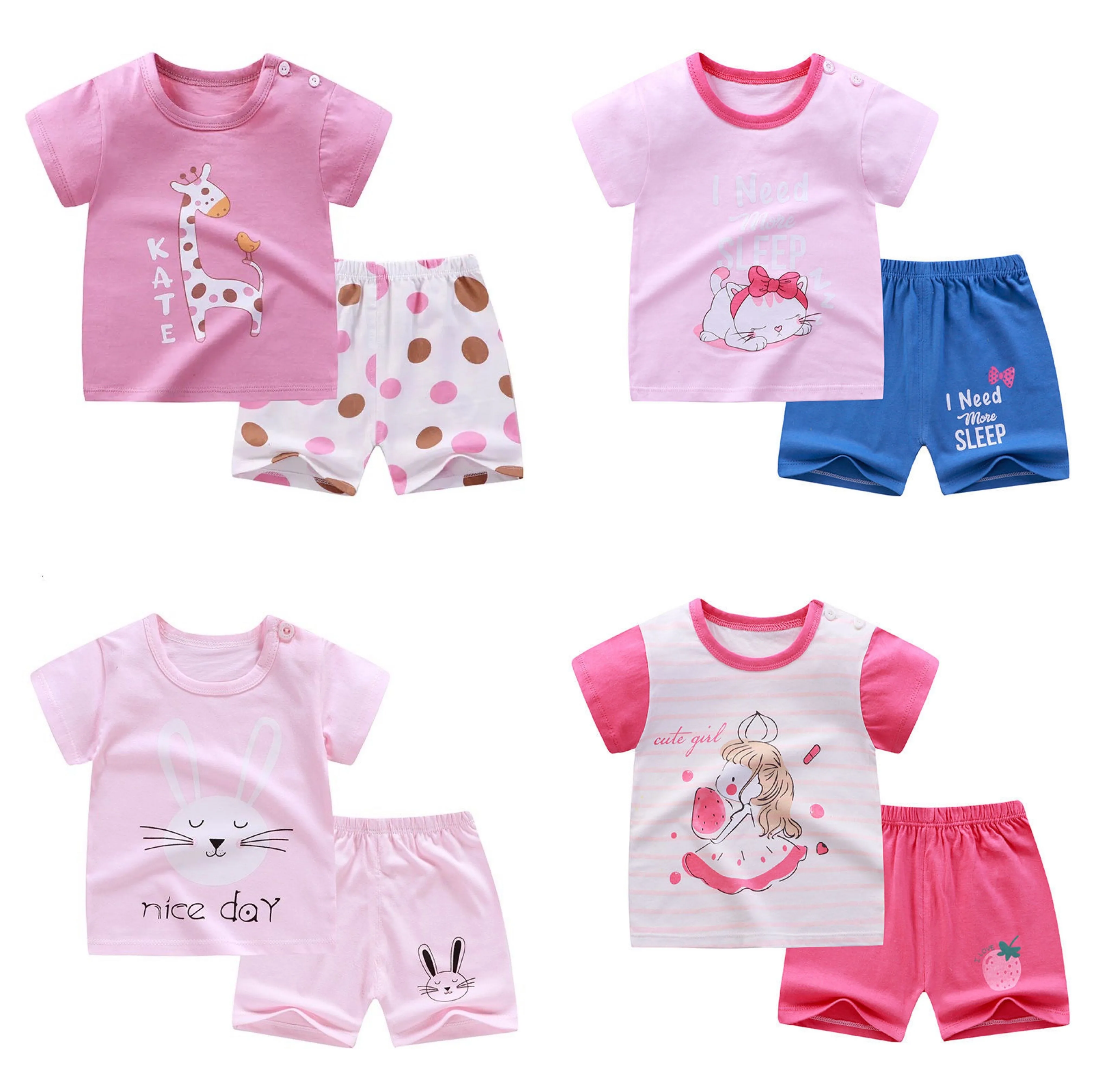 Фото Комплект одежды для маленьких девочек Летняя футболки с коротким рукавом + шорты