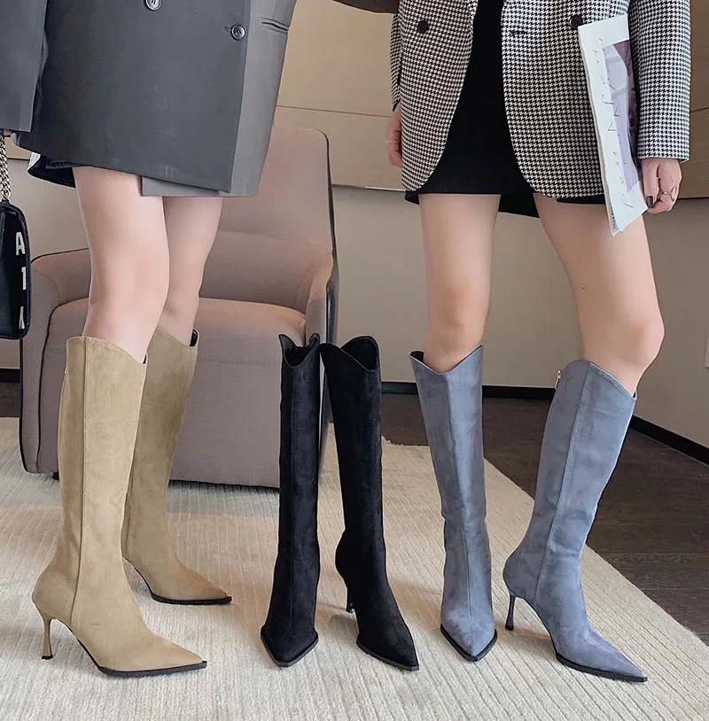 Pointed Toe Women Knee Boots Thin High Heels Fashion Stretch Booties Back Zipper Chelsea Boots Beige/Black/Blue Party Pumps
Pointed Toe Women Knee Boots Thin High Heels Fashion Stretch Booties Back Zipper Chelsea Boots Beige/Black/Blue Party Pumps
