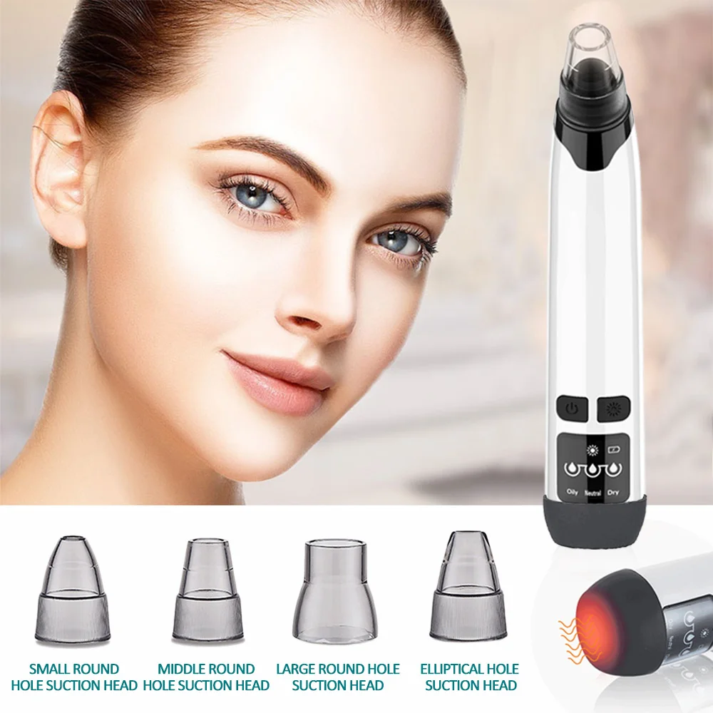 Electric Heating Blackhead Remover Face Acne Pore Cleaner Vacuum Suction Pimple Black Dots Remover aspirateur point noir
Electric Heating Blackhead Remover Face Acne Pore Cleaner Vacuum Suction Pimple Black Dots Remover aspirateur point noir